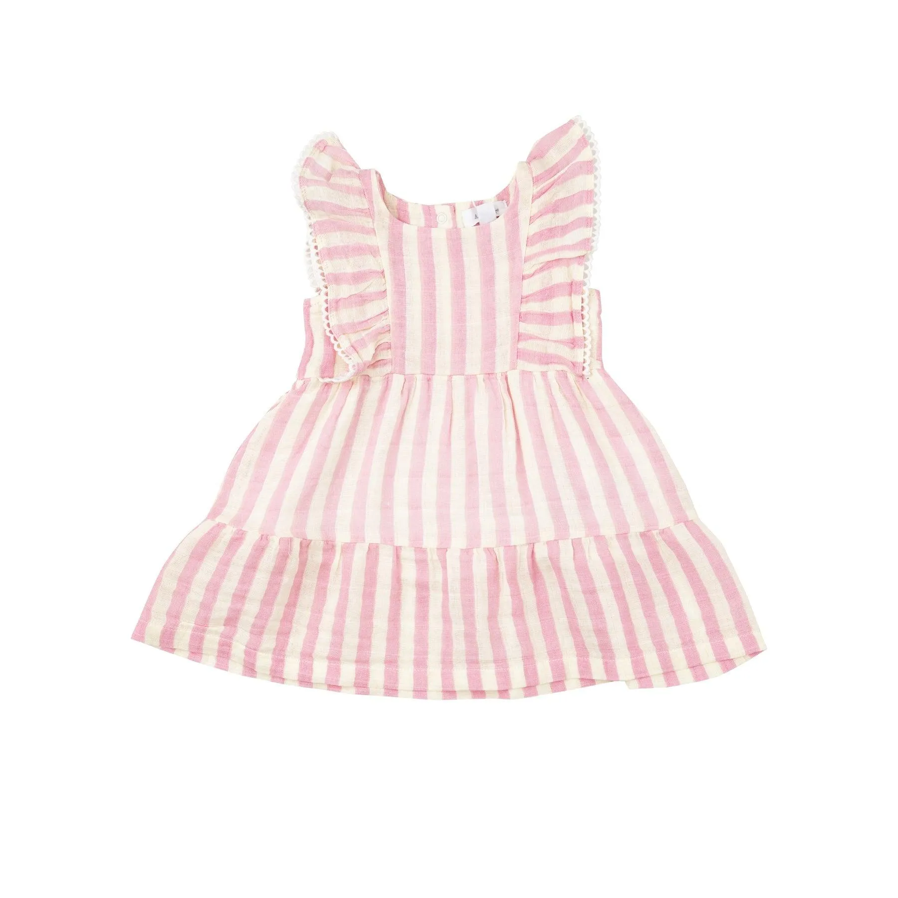 Girls Dress | Picot Edge- Pink Stripe | Angel Dear