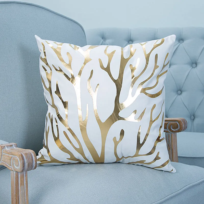 Gold Foil Design Pillow Case Cover - Home Decorations