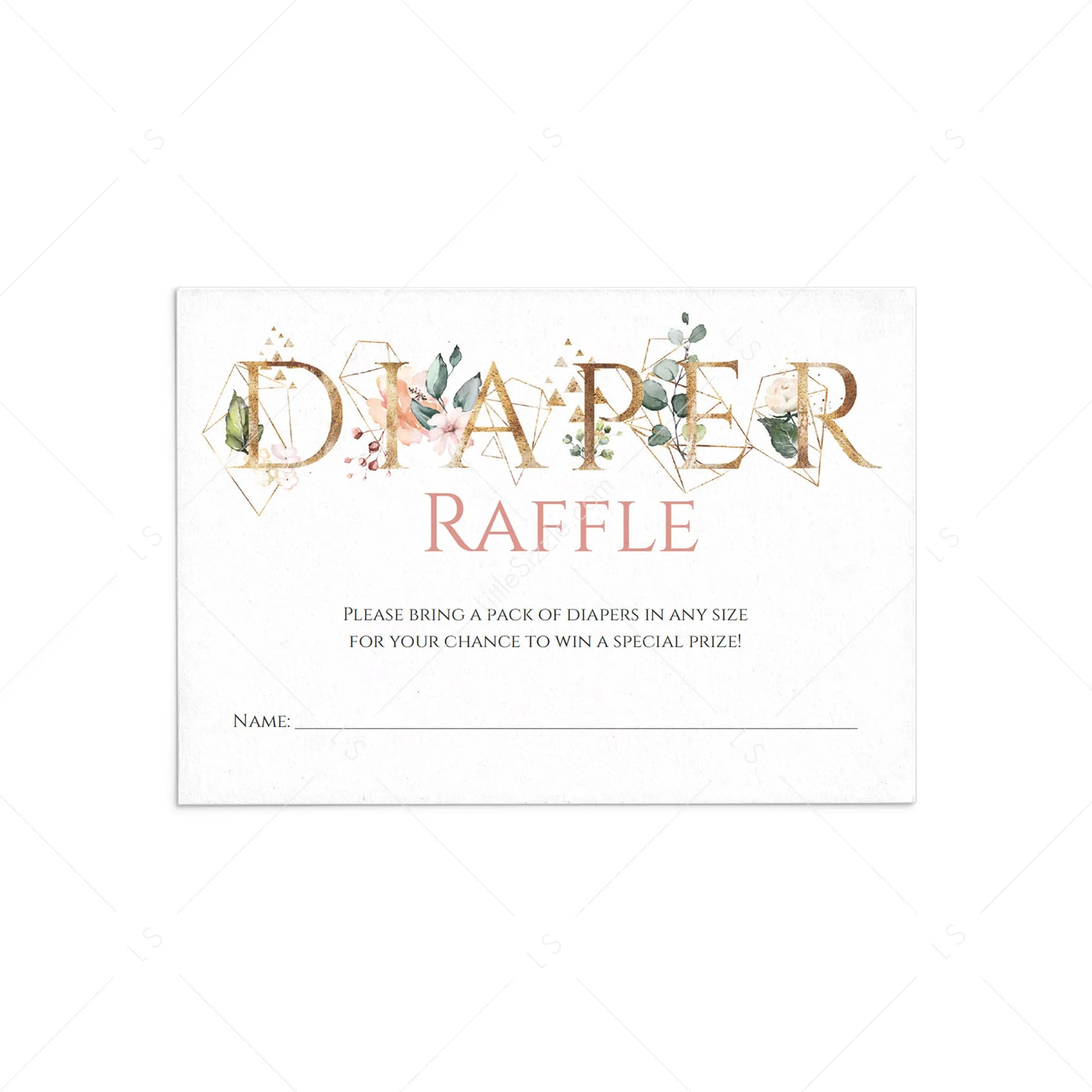 Gold Greenery Baby Shower Games Diaper Raffle Tickets