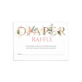 Gold Greenery Baby Shower Games Diaper Raffle Tickets