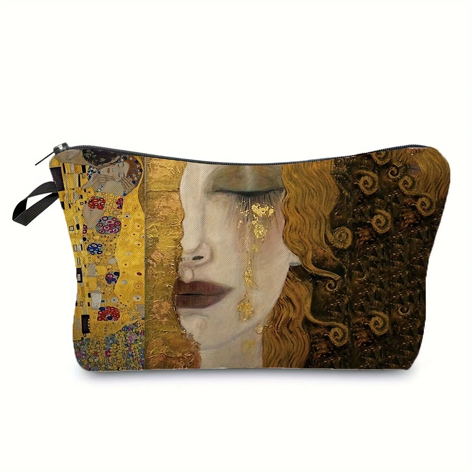 Golden Oil Painting Print Travel Toiletry Cosmetic Bag