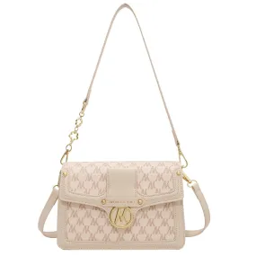 Golden Symbol Strap Cream Pink Leather Messenger Bag