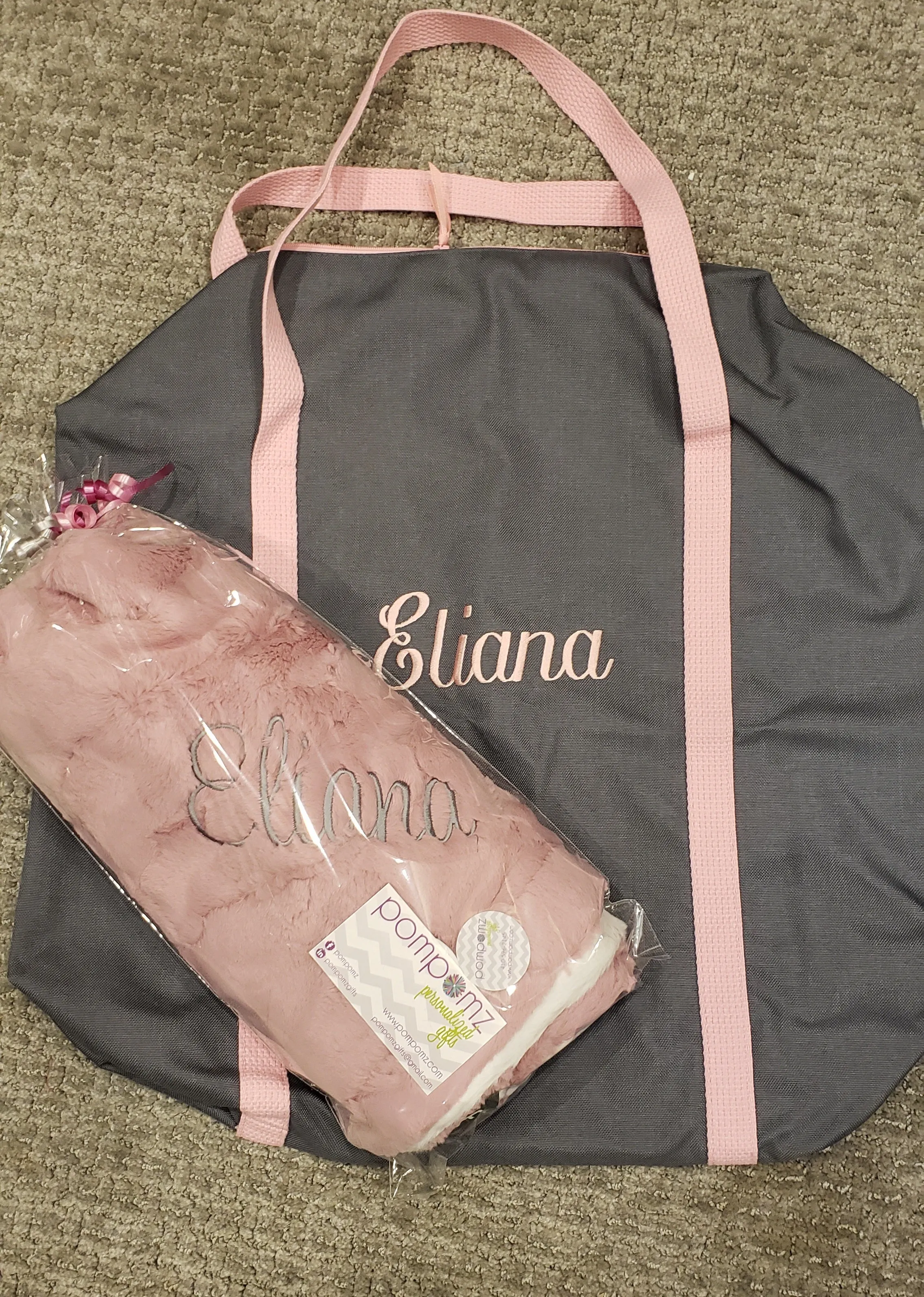 Gray and Light Pink Duffle