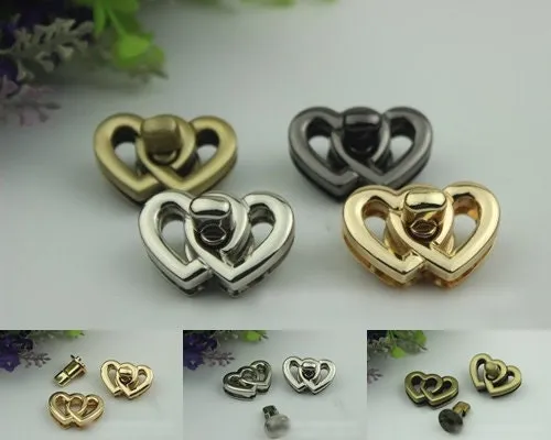 Heart Twist Turn Lock Bag Hardware Gold Silver Gunmetal Bronze 1/10 pcs Handmade Purse Handbag Making Metal 37 25 mm 1 1/2 1" Supplies Bulk