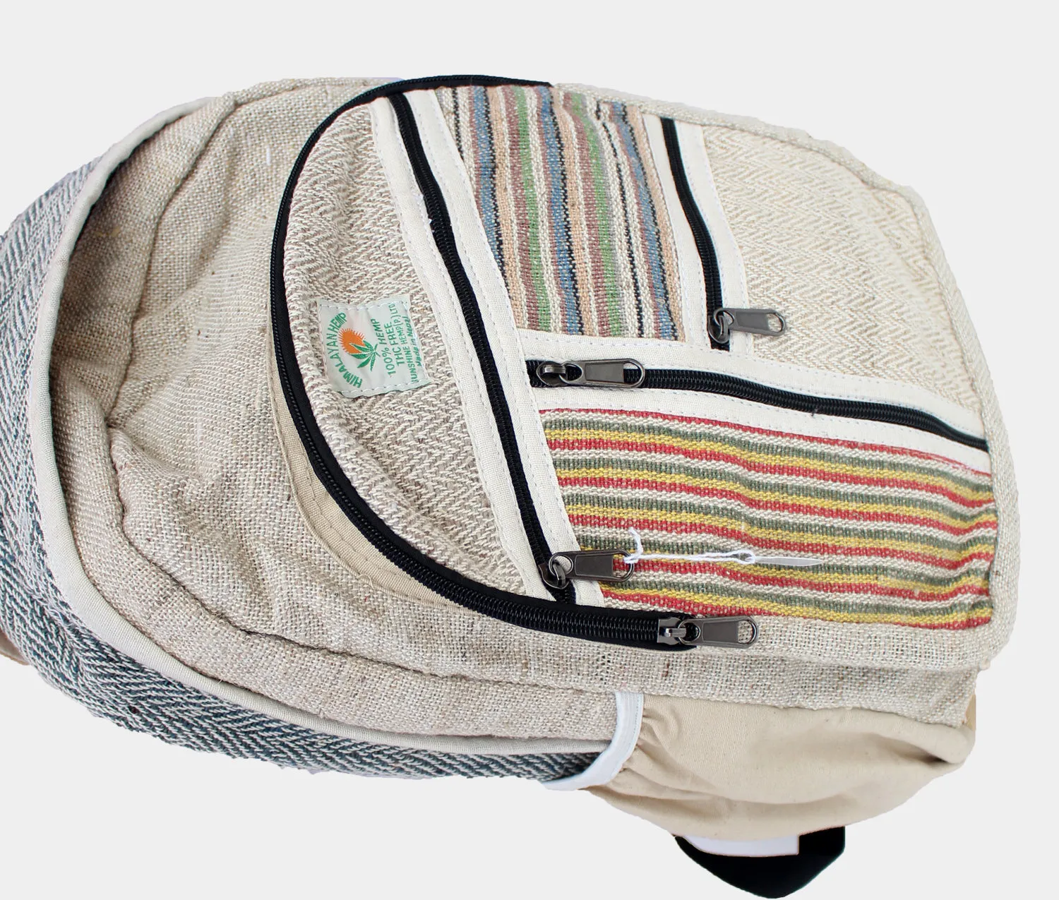 Hemp Backpack with Extra Zipper Pouches