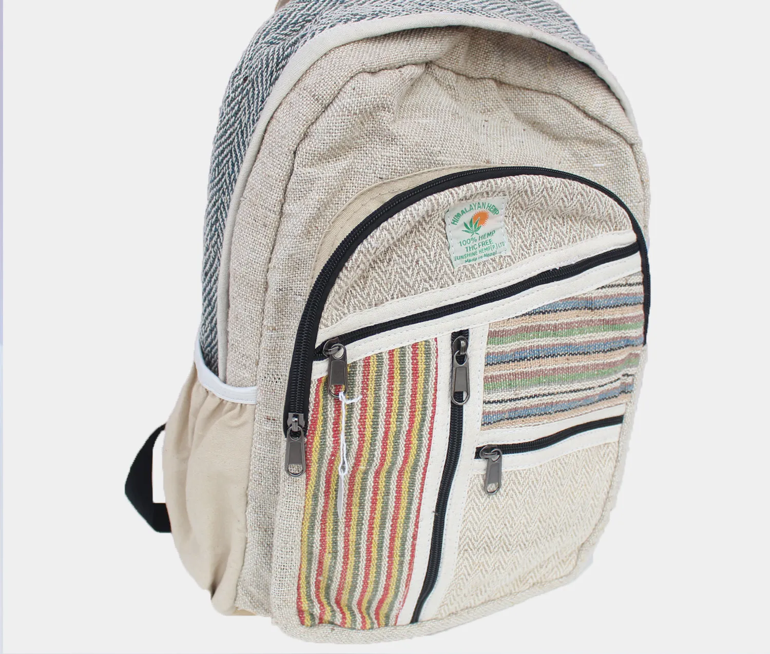 Hemp Backpack with Extra Zipper Pouches