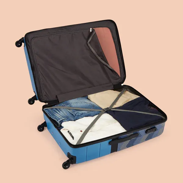 Himachal Chevron Blue Raahi Trolley Bag Combo (Cabin & Large)