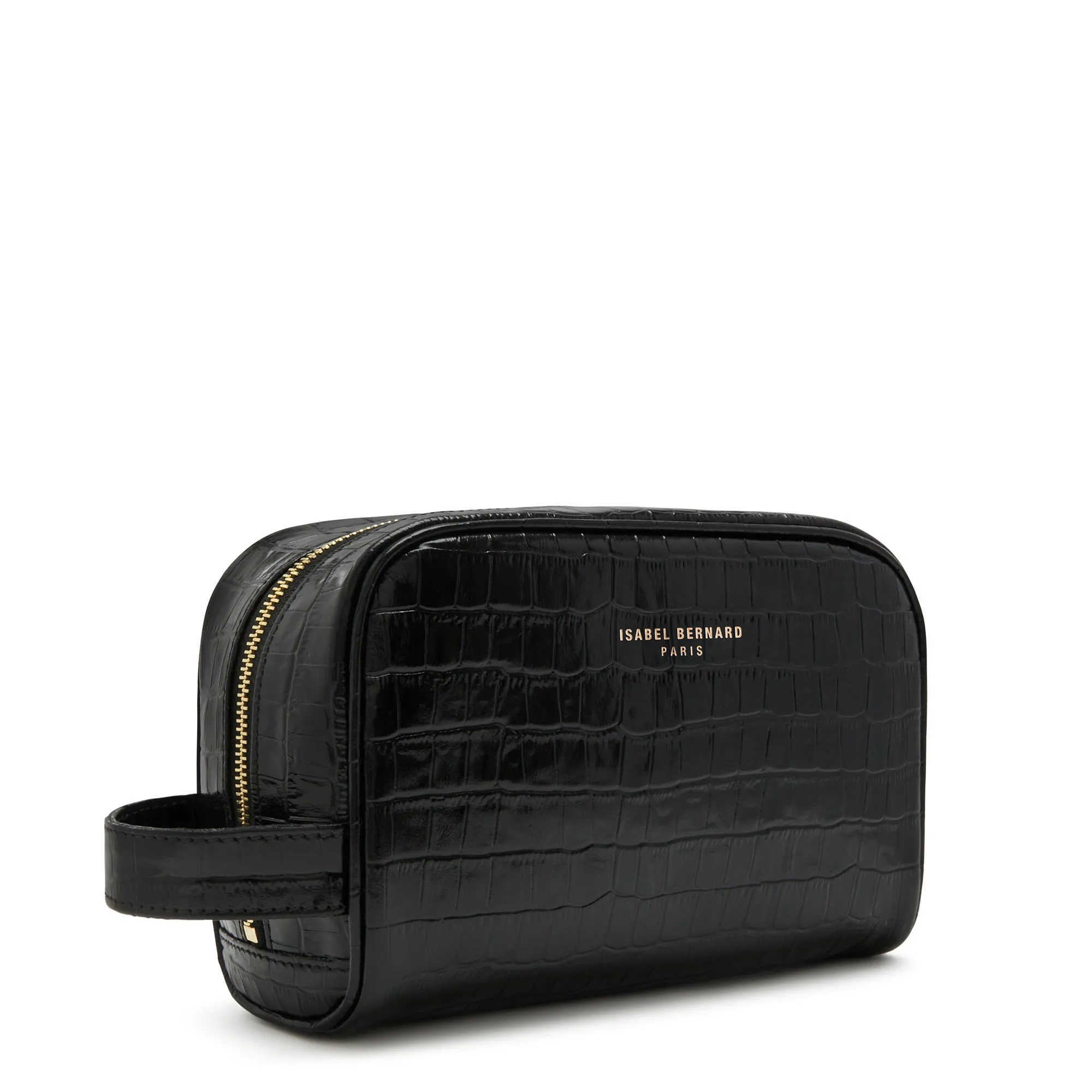 Honoré Blaize croco black calfskin leather toiletry bag