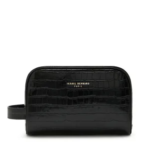 Honoré Blaize croco black calfskin leather toiletry bag