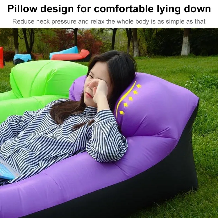 Inflatable Sofa Bed for Camping, Fishing, and Beach, Color-Blocking Pillow Style, Tear-Proof, 94.5 x 21.7 inches (Sky Blue   Black)