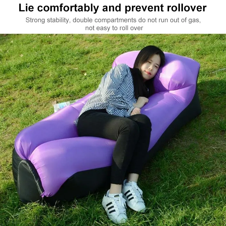 Inflatable Sofa Bed for Camping, Fishing, and Beach, Color-Blocking Pillow Style, Tear-Proof, 94.5 x 21.7 inches (Sky Blue   Black)