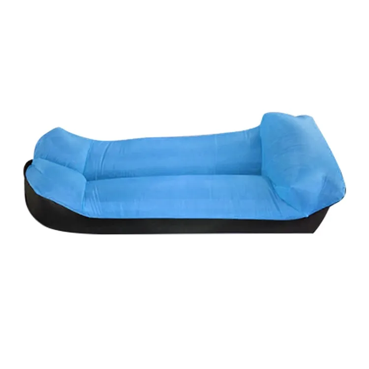 Inflatable Sofa Bed for Camping, Fishing, and Beach, Color-Blocking Pillow Style, Tear-Proof, 94.5 x 21.7 inches (Sky Blue   Black)