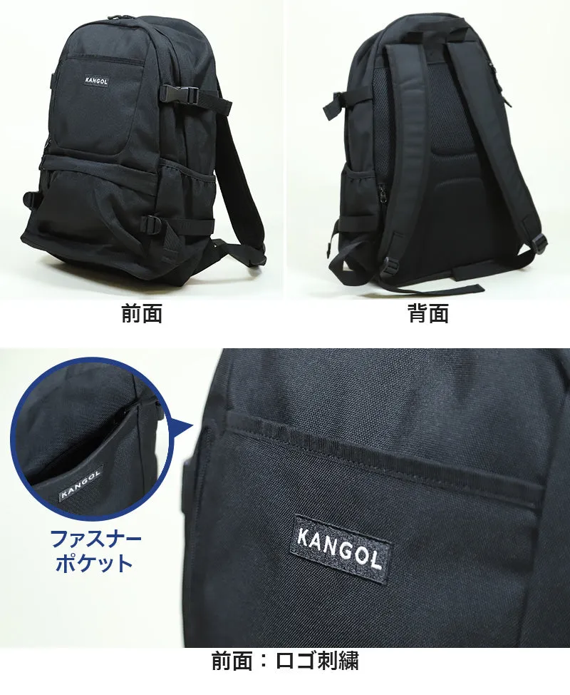 KANGOL BOXロゴリュック 通学 女子 男子 リュックサック 横幅31cm×高さ48cm×マチ17cm (バックパック・リュック 黒 学校 スクール 通学リュック 旅行 部活 バッグ ブランド カンゴール) (送料無料) (在庫限り)