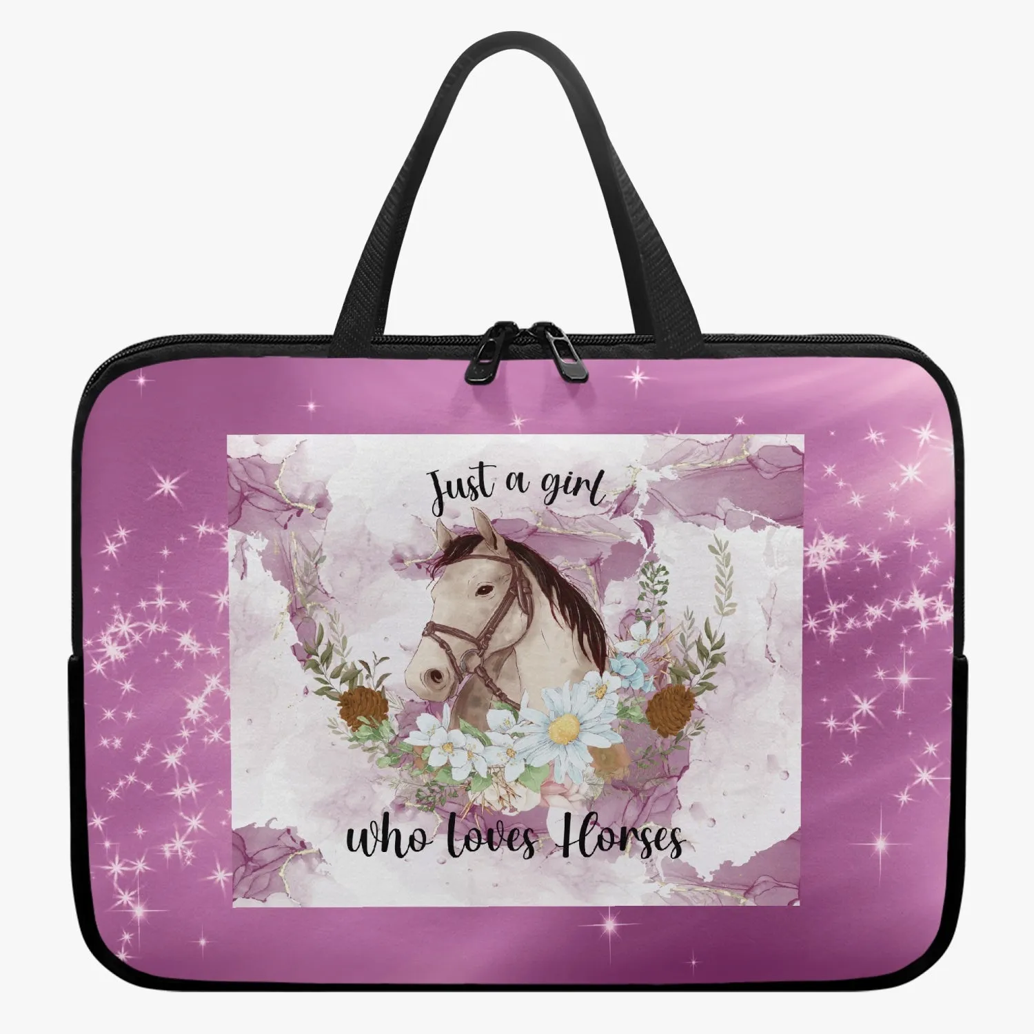 Laptop Sleeve with Handles - Just a Girl Who Loves Horses