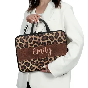 Laptop Sleeve with handles - Leopard Print - Personalised