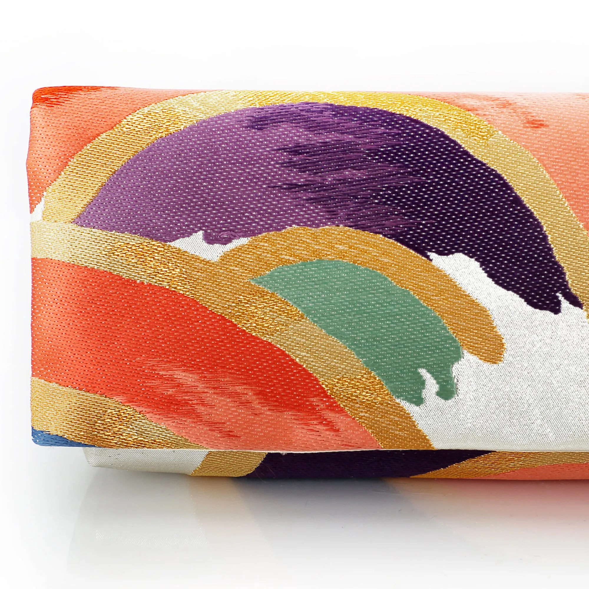 [Last one] Kimono Envelope Clutch Bag with Seigaiha Waves in Rainbow | Upcycled Kimono Obi Silk