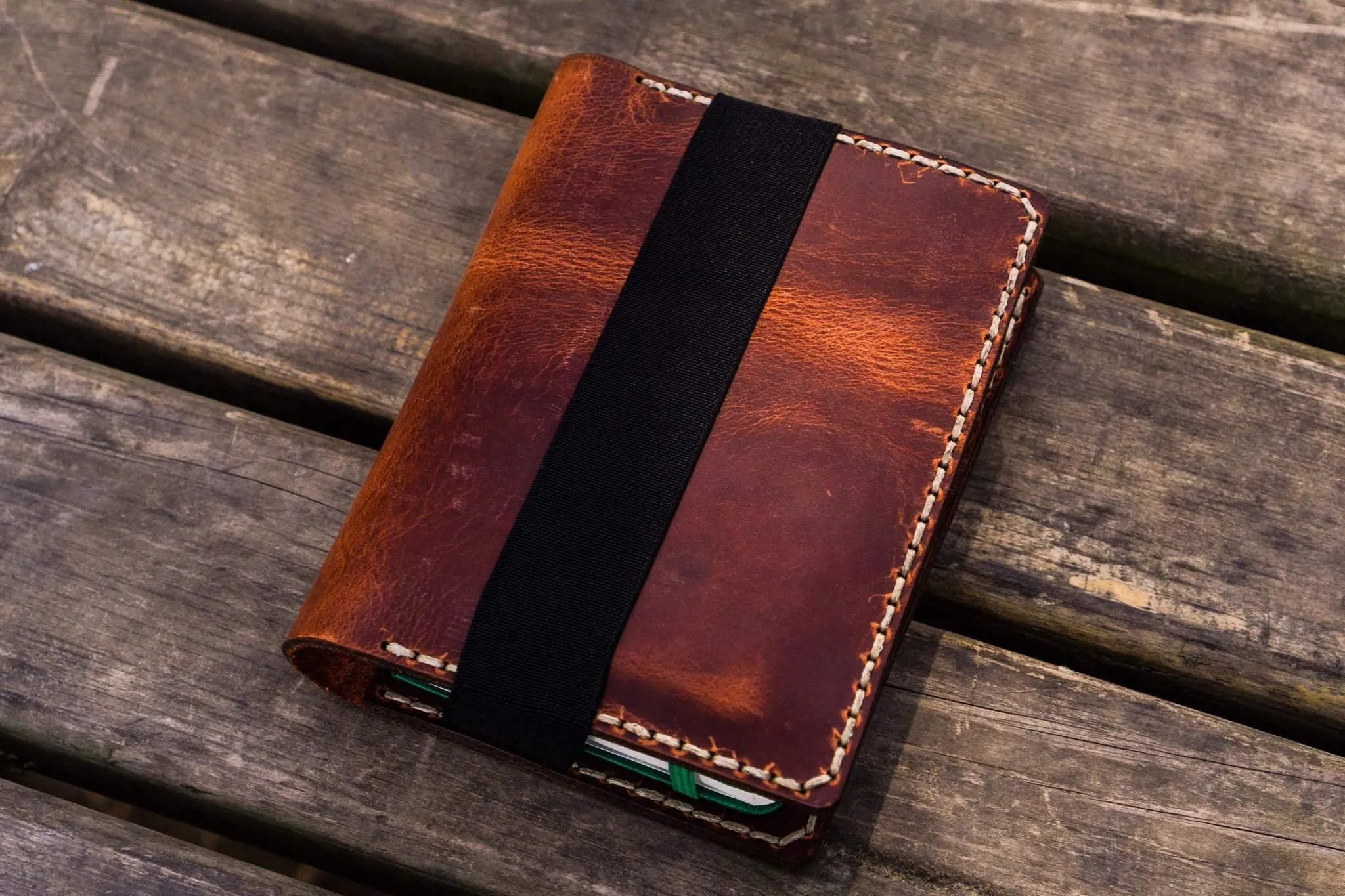 Leather Pocket Moleskine Journal Cover - Crazy Horse Orange