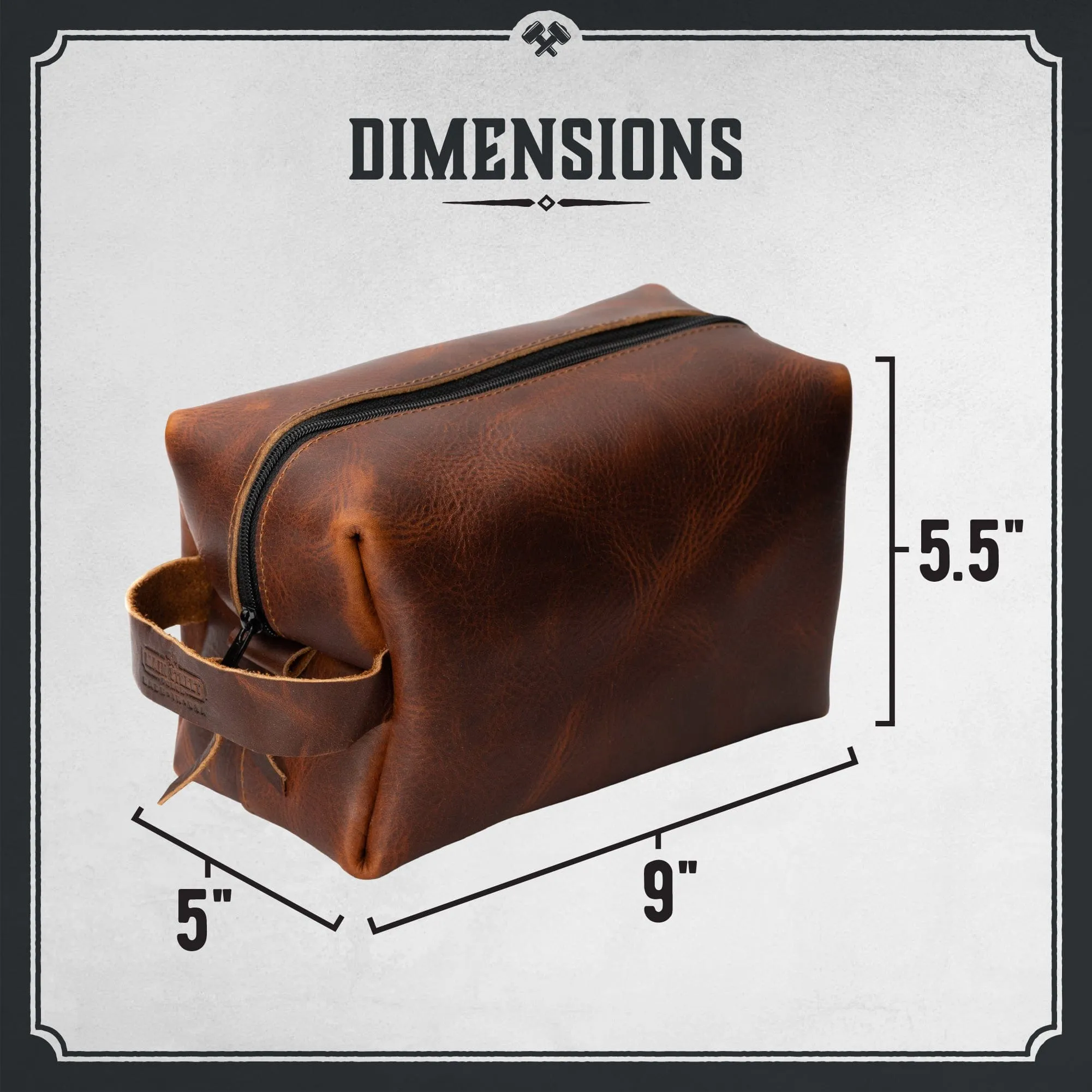 Leather Toiletry Bag for Men | Dopp Kit / Travel Pack