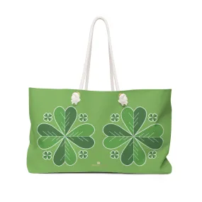 Light Green Clover Bag, St. Patrick's Day Irish 24"x13" Oversize Weekender Bag- Made in USA