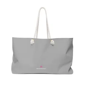 Light Grey Color Weekender Bag, Solid Grey Color 24"x13" Designer Modern Essential Market Large Tote Bag- Made in USA