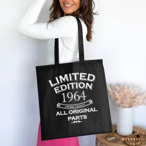 Limited Edition 1964 Tote Bag for Birthdays Cotton Bag for Life, Vintage Quality All Original Parts Tote, Unique Birthday Gift Bag