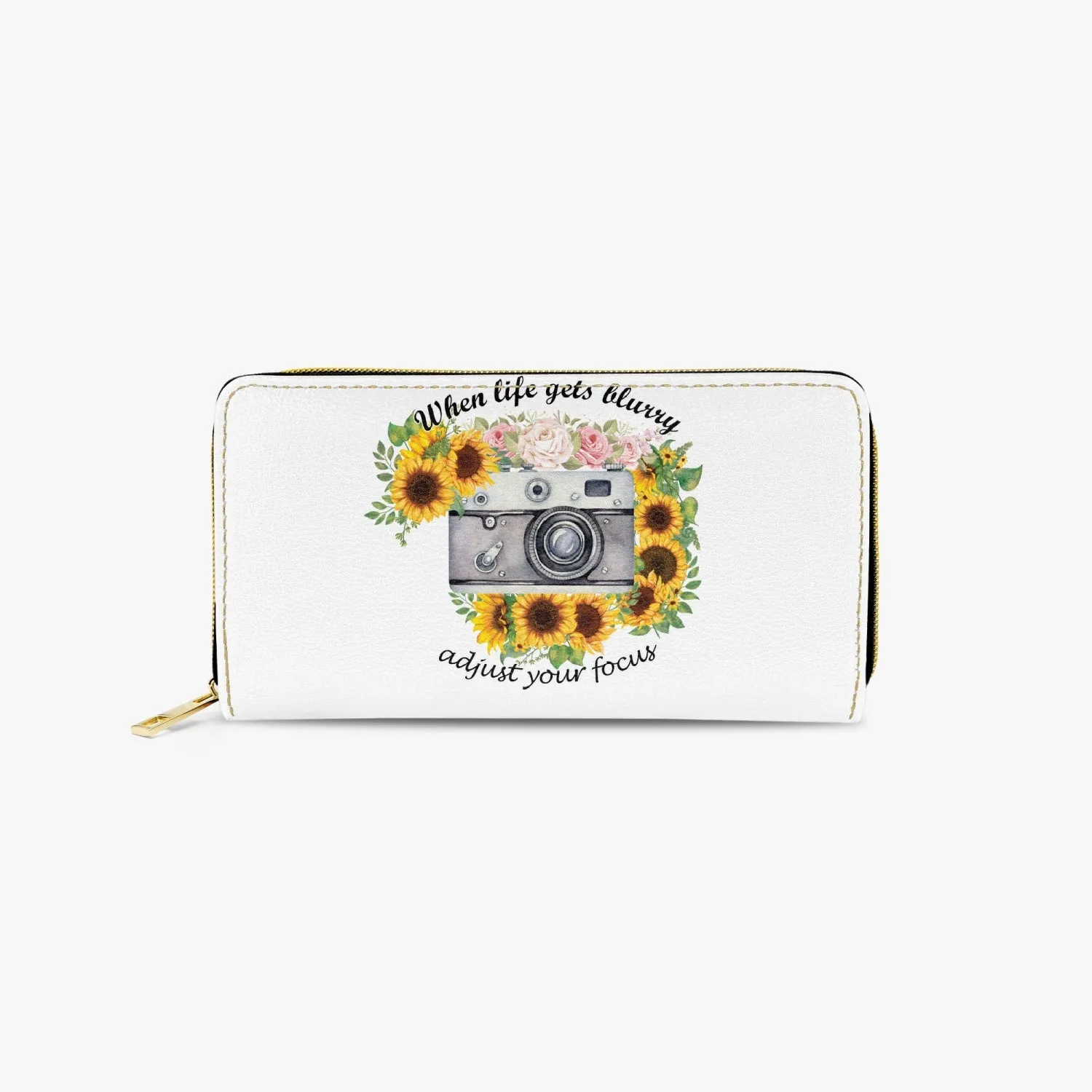 Long Type Zipper Purse, Camera, Sunflowers when life gets blurry, awd-1373