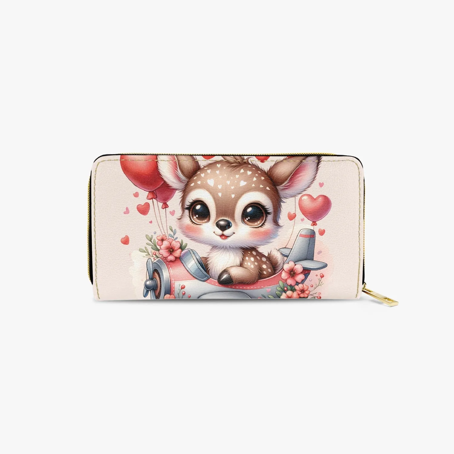 Long Type Zipper Purse Deer in Plane