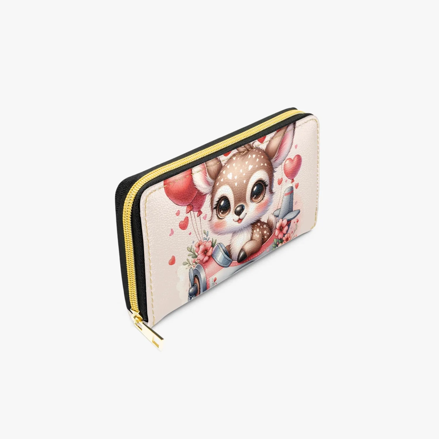 Long Type Zipper Purse Deer in Plane