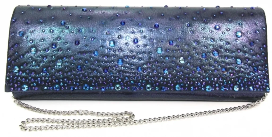 Lunar Argo ZLR402 Navy Rhinestone Clutch Bag