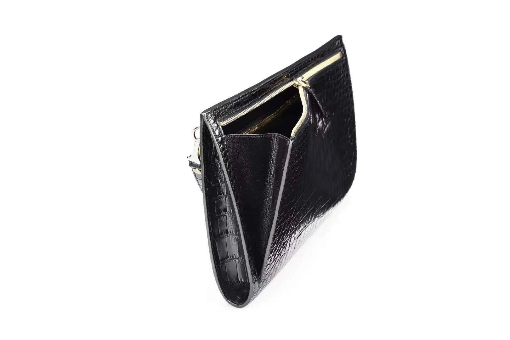 Luxury Mens Casual Business Clutch Bag Crocodile leather Zipper Envelope Long Wallet Slim Handbags Male Purse