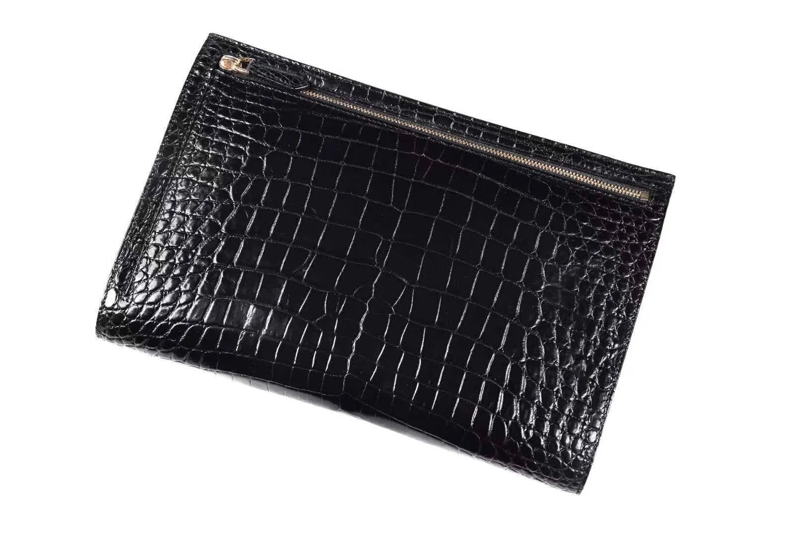 Luxury Mens Casual Business Clutch Bag Crocodile leather Zipper Envelope Long Wallet Slim Handbags Male Purse