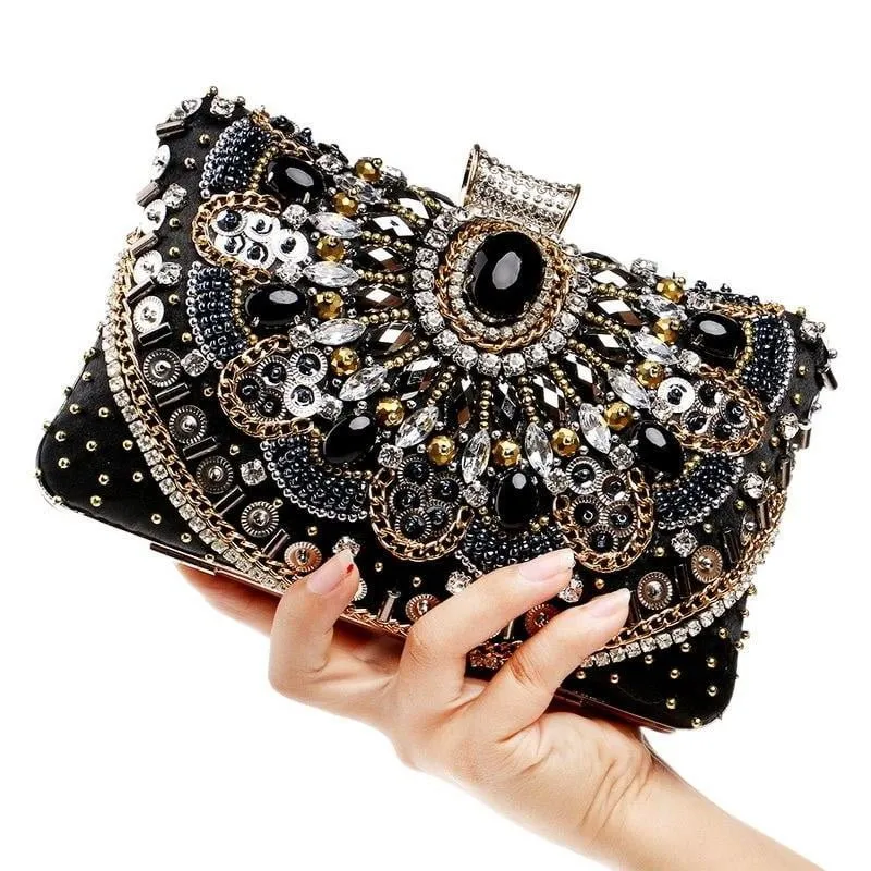 Luxy Moon Black Evening Bag Sparkly Clutch