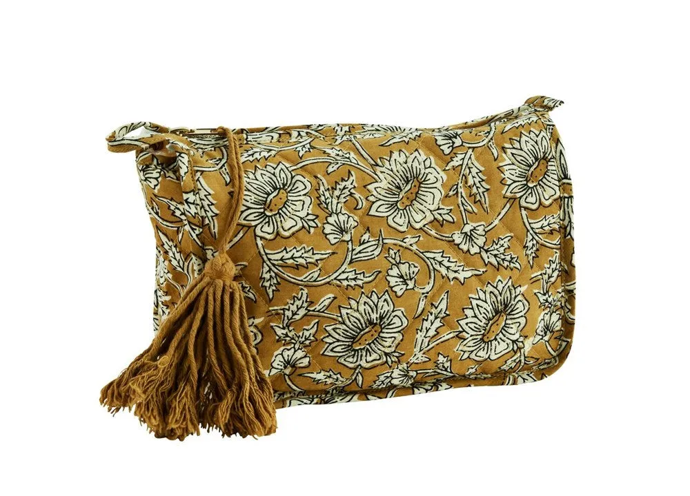 Madam Stoltz Toilet Bag Small with Tassel Ochre