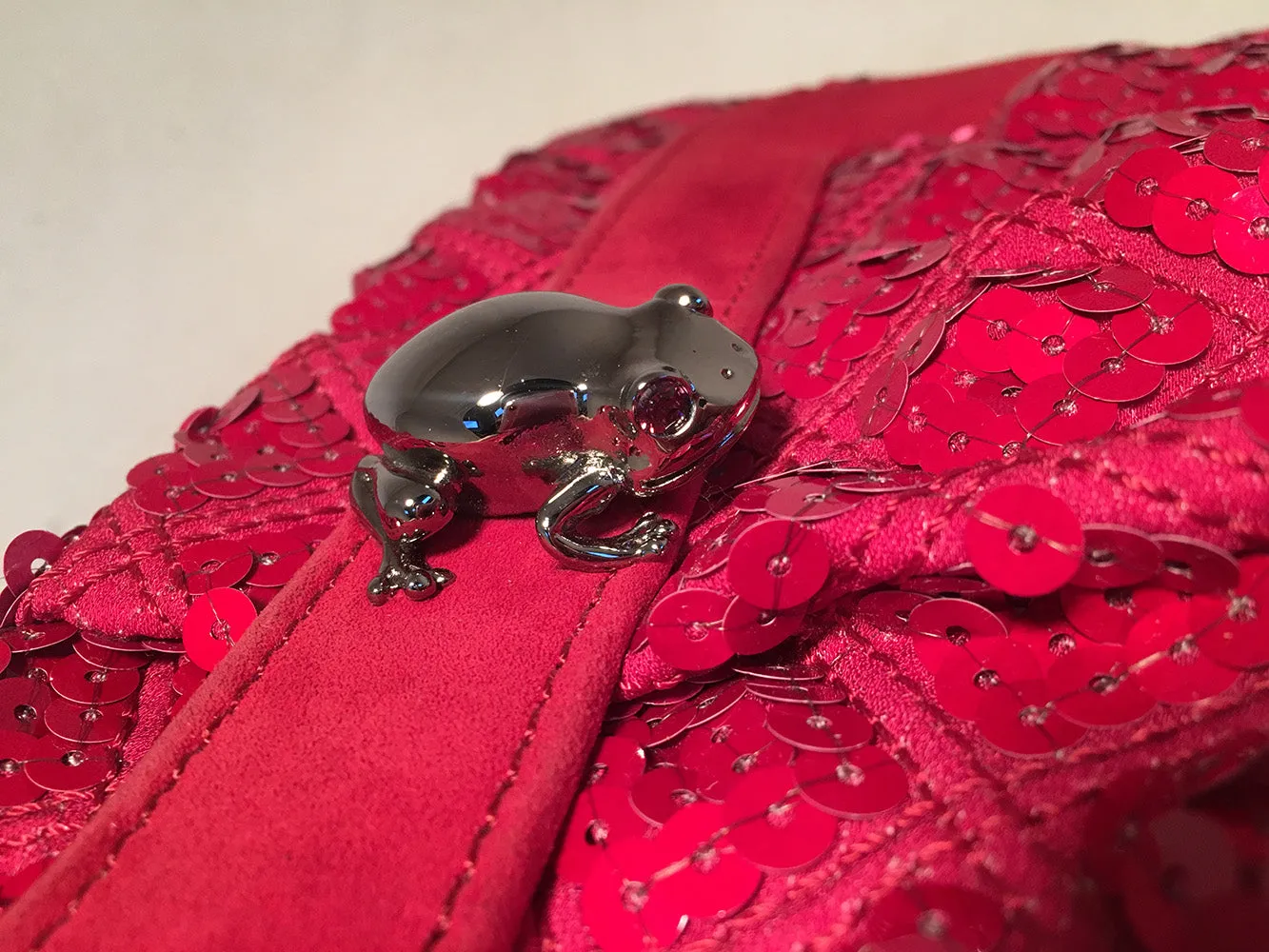 Marc Jacobs Pink Sequin Frog Clutch Shoulder Bag