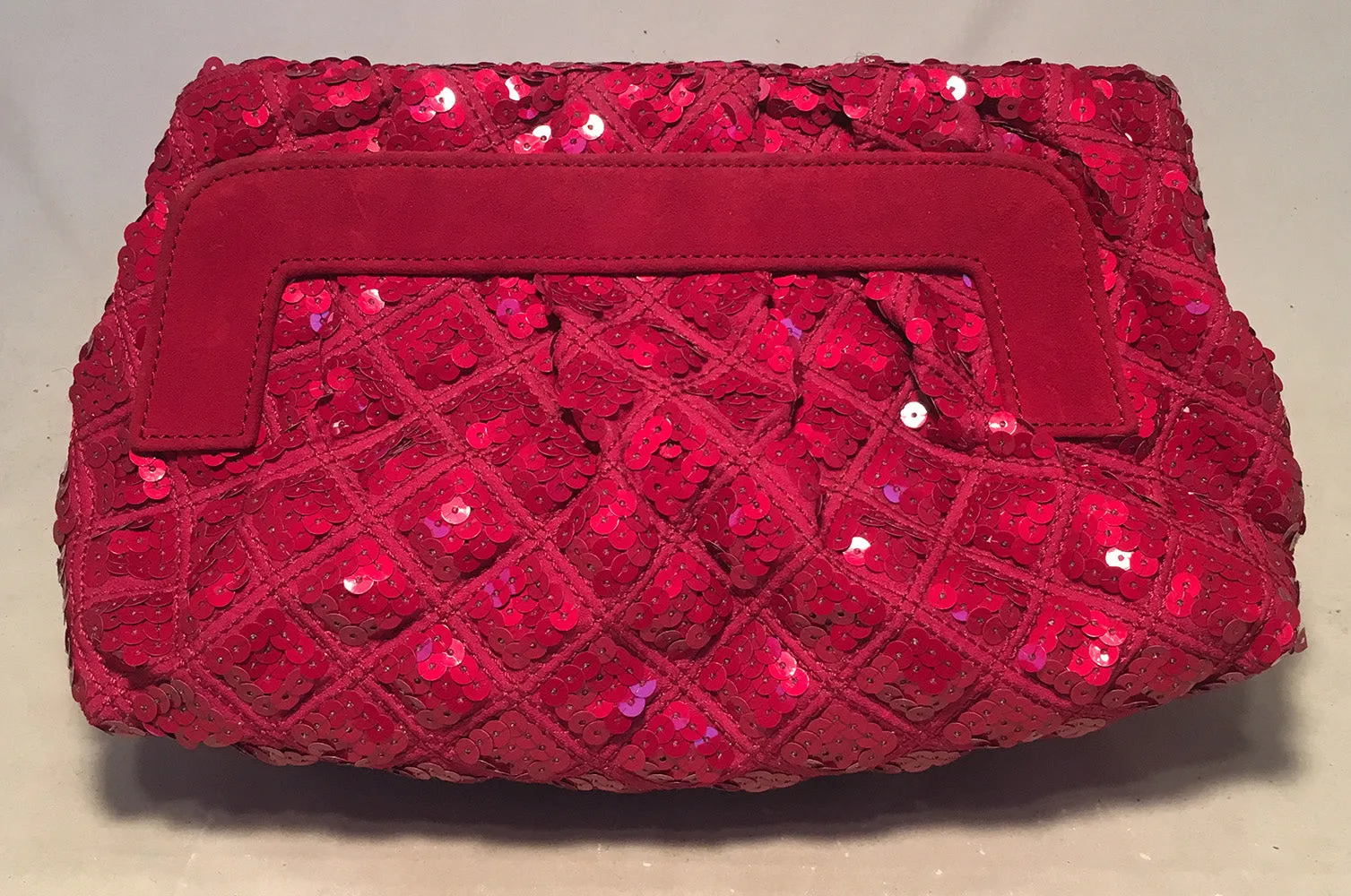 Marc Jacobs Pink Sequin Frog Clutch Shoulder Bag