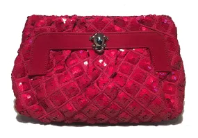 Marc Jacobs Pink Sequin Frog Clutch Shoulder Bag