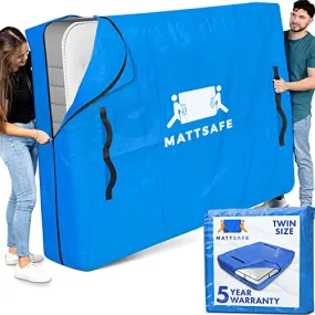 MattSafe Mattress Bags for Moving and Storage (Twin Size) - Mattress Cover for Moving - Heavy Duty, 8 Handles and Strong Zipper Closure - Mattress Storage Bag - Moving Supplies & Moving Bags