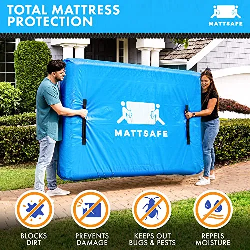 MattSafe Mattress Bags for Moving and Storage (Twin Size) - Mattress Cover for Moving - Heavy Duty, 8 Handles and Strong Zipper Closure - Mattress Storage Bag - Moving Supplies & Moving Bags