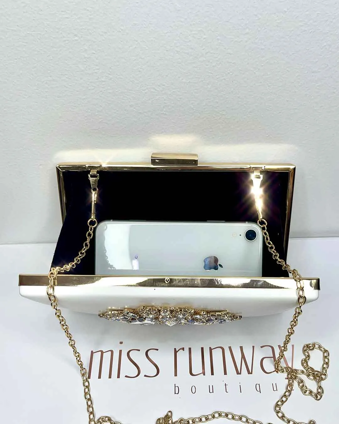 Maya Jewel Clutch - White