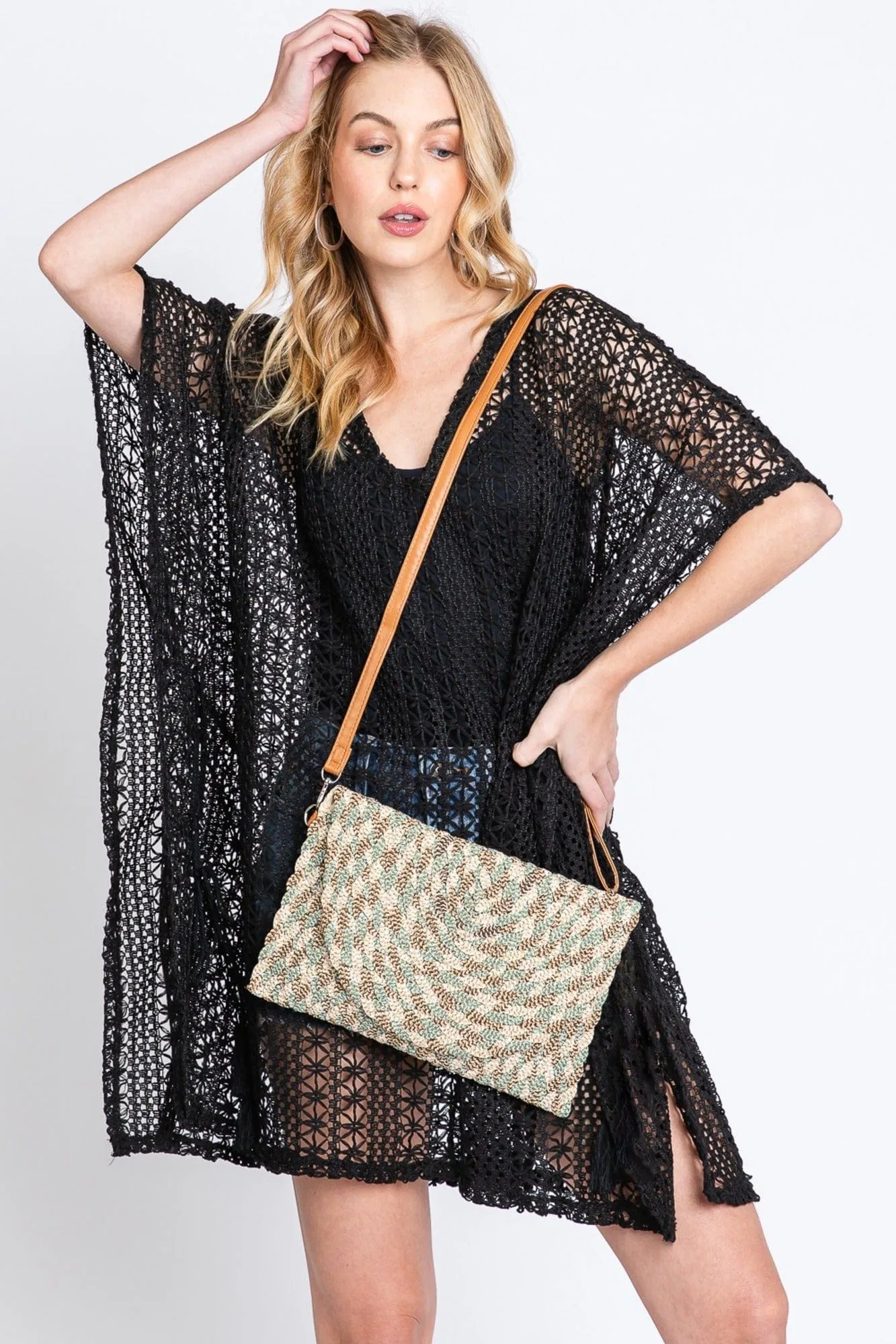 MB0220 Valerie Lurex Mixed Colored Straw Clutch/Crossbody