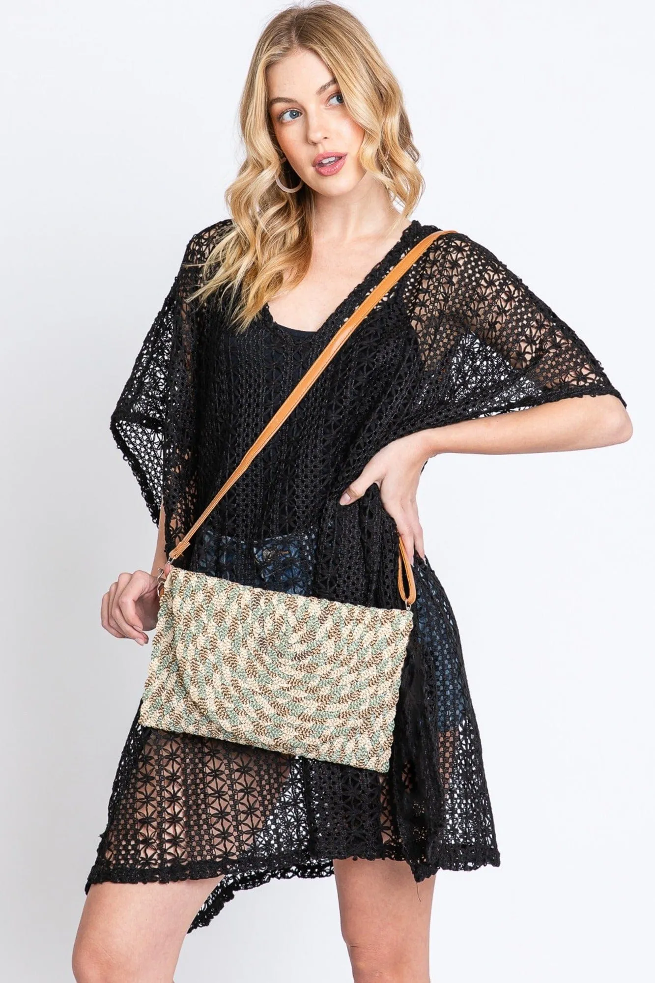 MB0220 Valerie Lurex Mixed Colored Straw Clutch/Crossbody