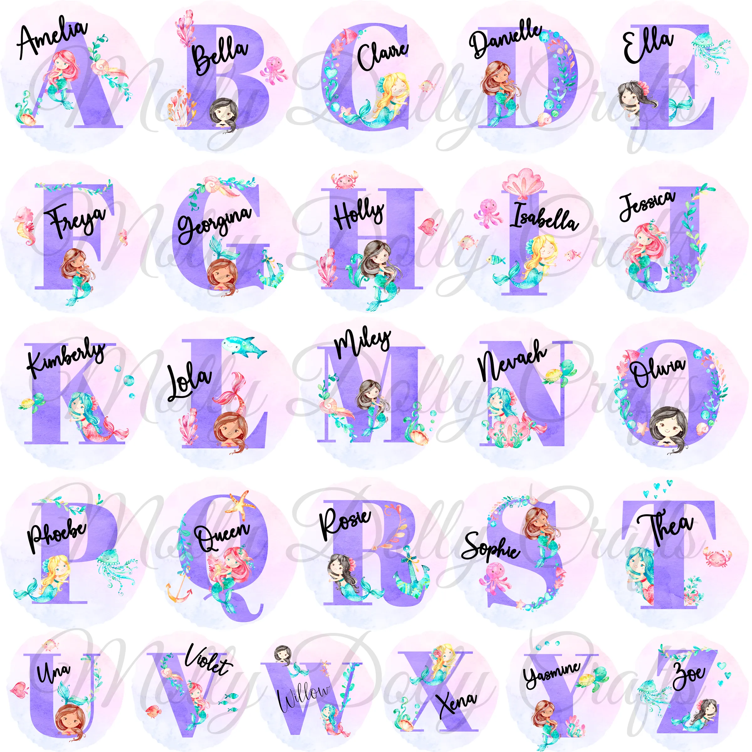 Mermaid Alphabet Personalised Kids Insulated Lunch Bag