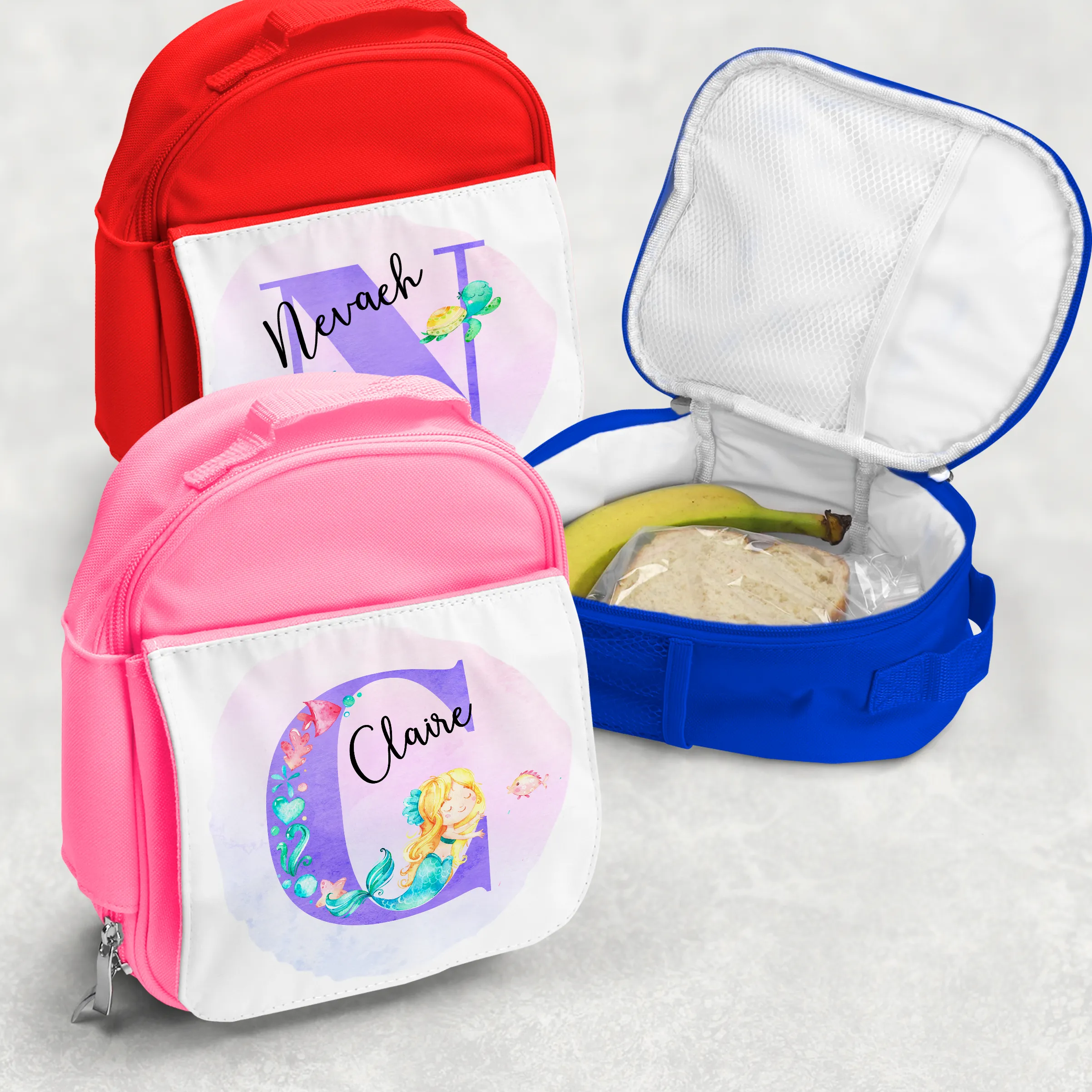 Mermaid Alphabet Personalised Kids Insulated Lunch Bag