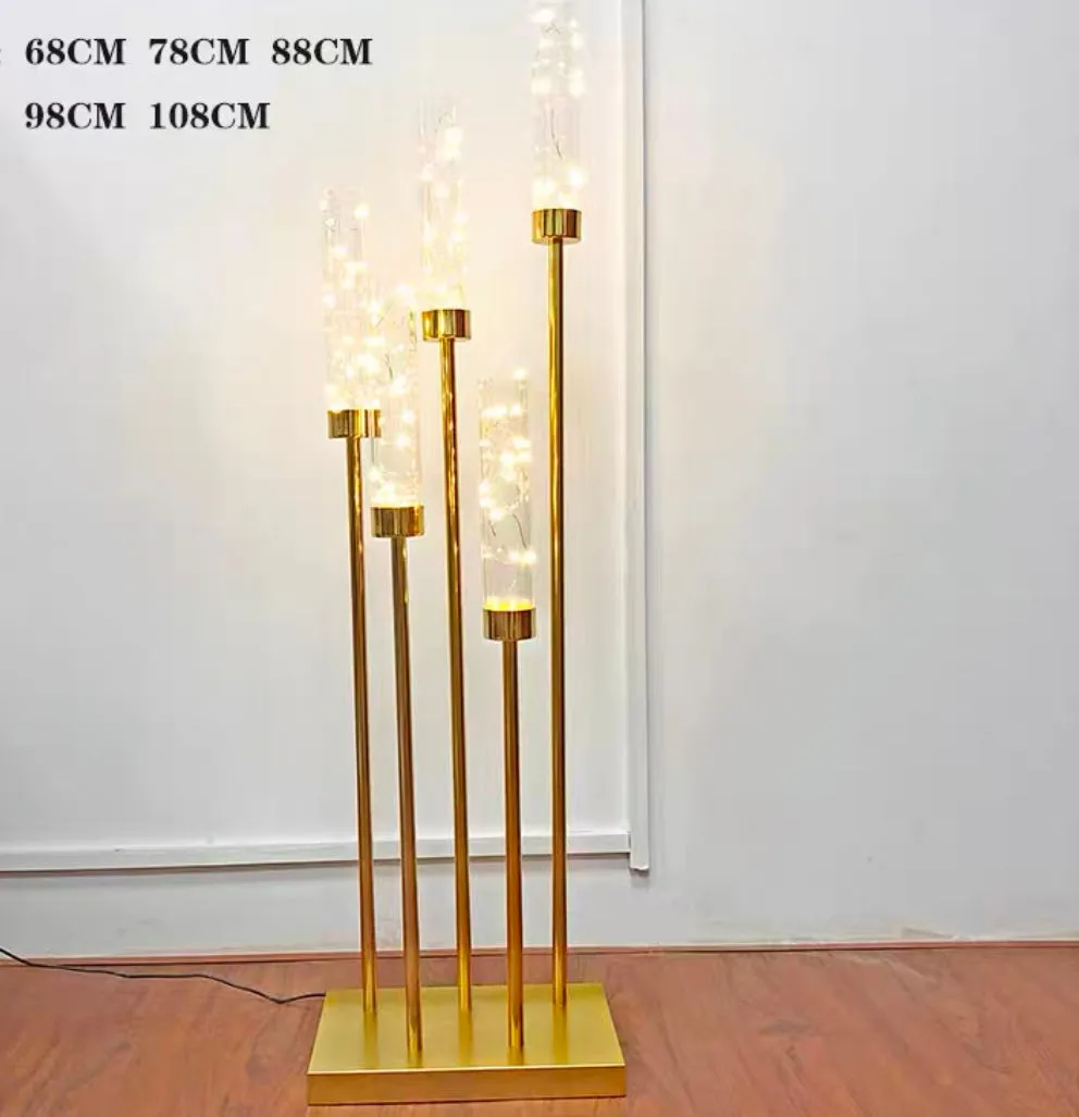 Metal gold Candleholder set 5 head with fairy light