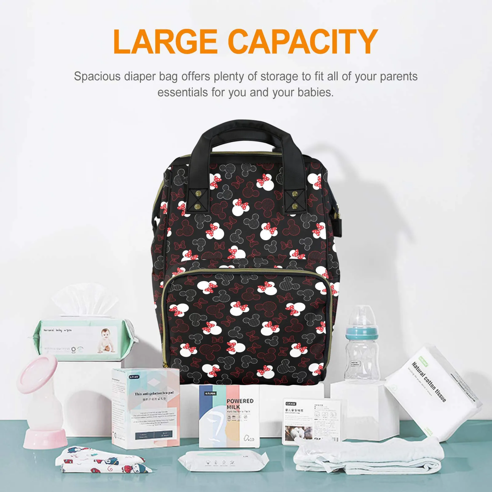 Mickey And Minnie Dots Multi-Function Diaper Bag