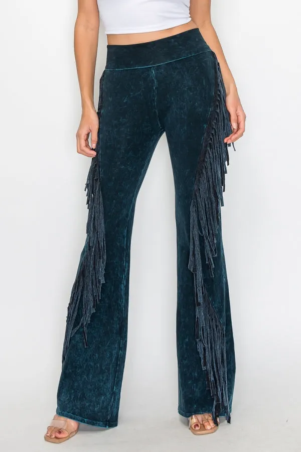 Mineral Wash Fringe Yoga Pants