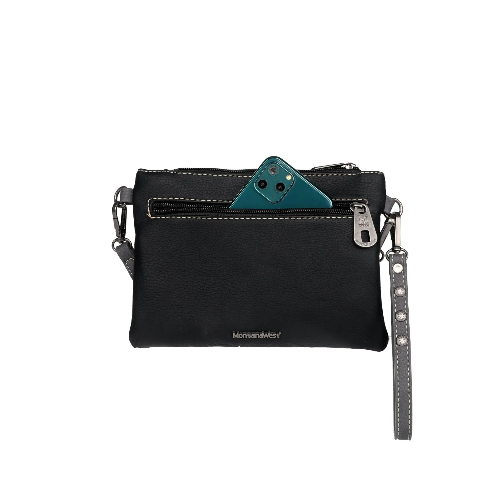 Montana West Stone Concho Crossbody Clutch