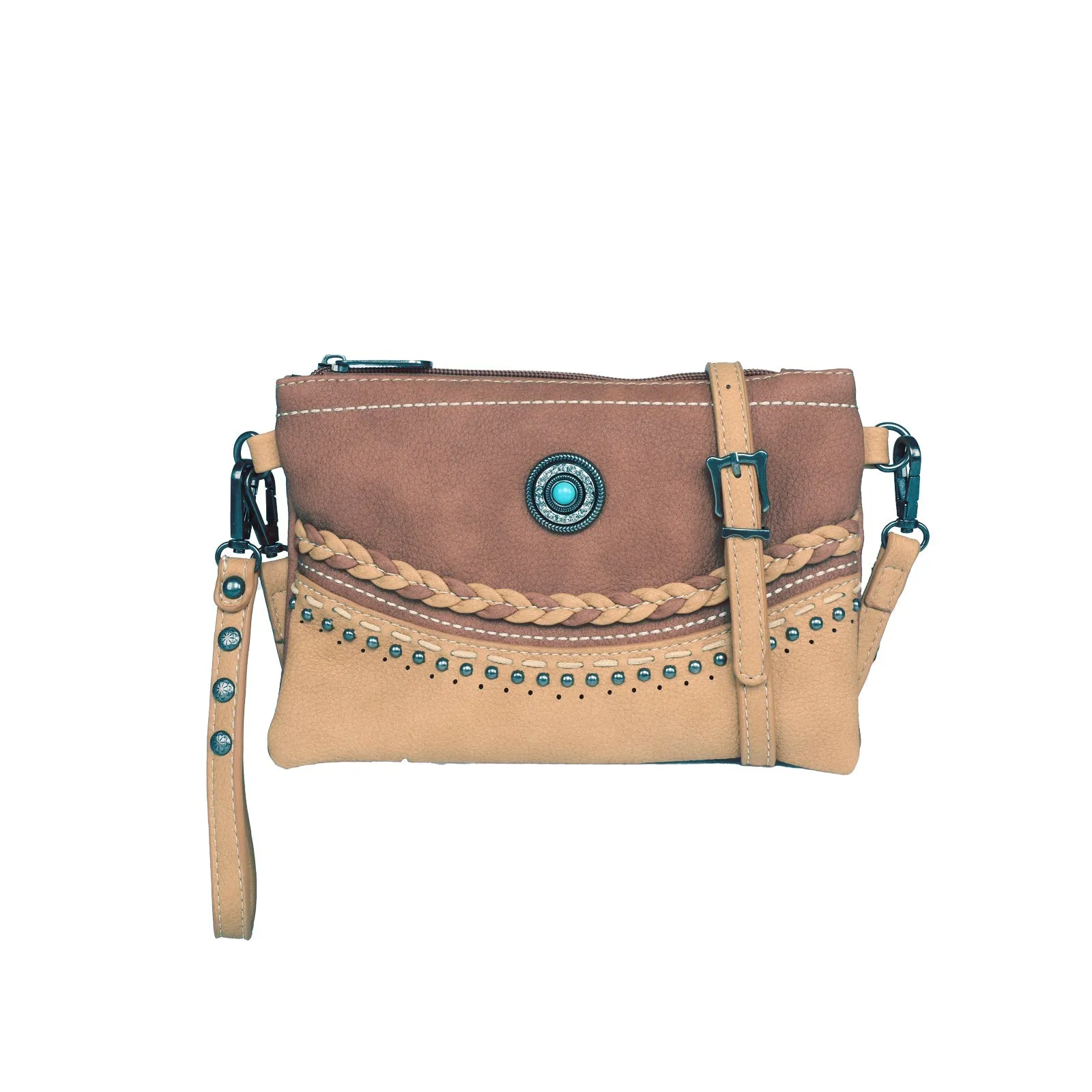 Montana West Stone Concho Crossbody Clutch