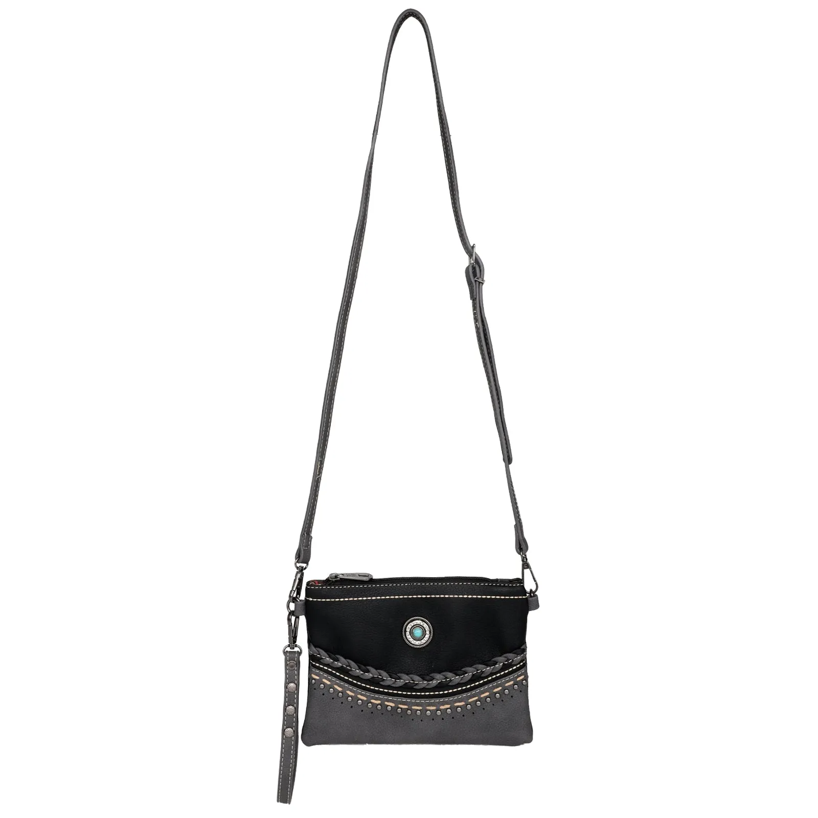 Montana West Stone Concho Crossbody Clutch