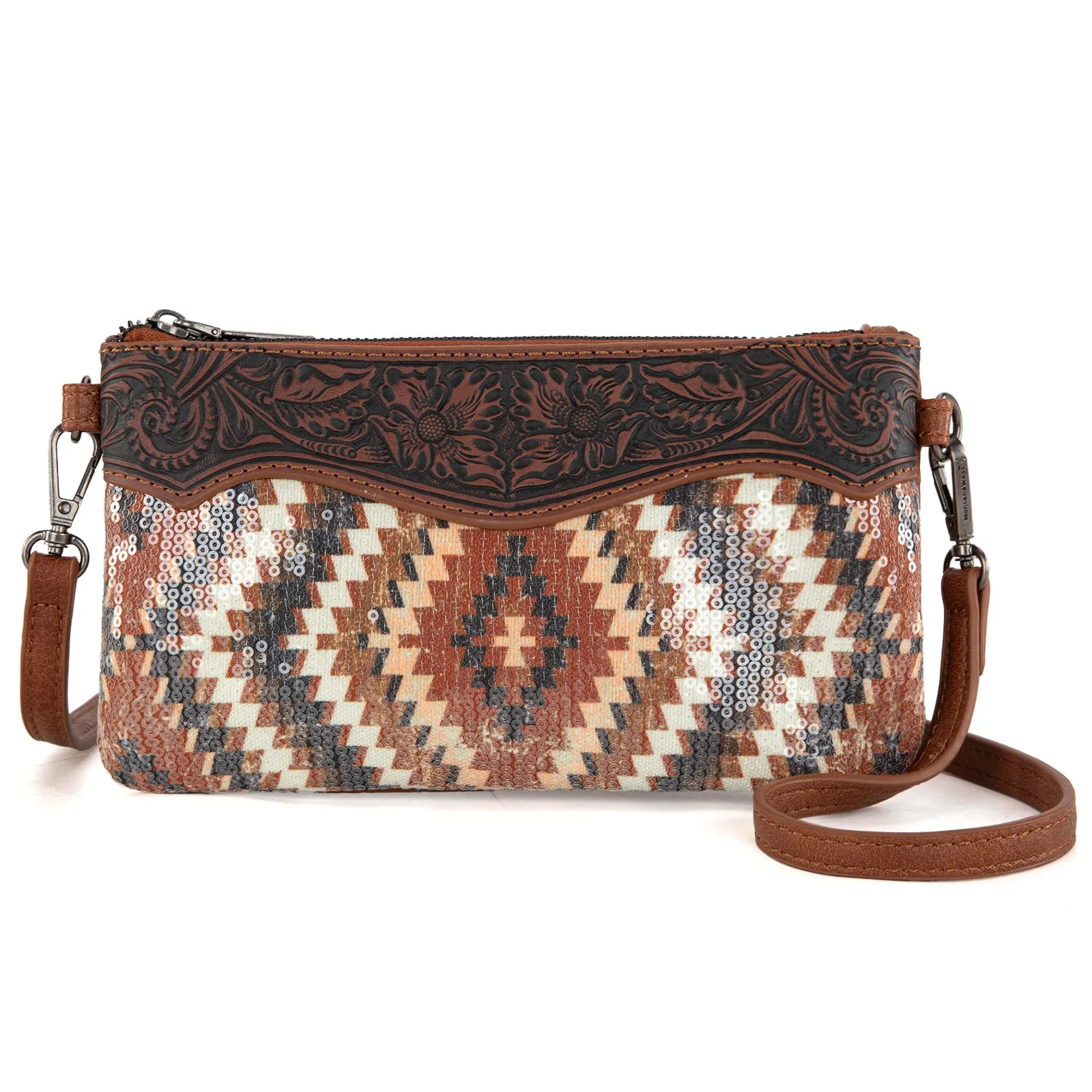 MW1308-181 Montana West Tooled Aztec Collection Crossbody/Clutch